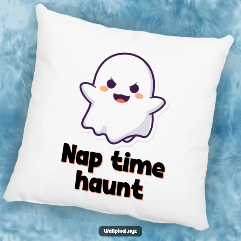 Funny Ghost Pillow: A mischievous pixelated ghost playing peek-a-boo adds soft, playful, and spooky charm to any room.