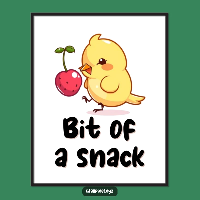 Funny Pixel Bird Digital Print: Instant Angular Character Pecking Digital Berry Art Download