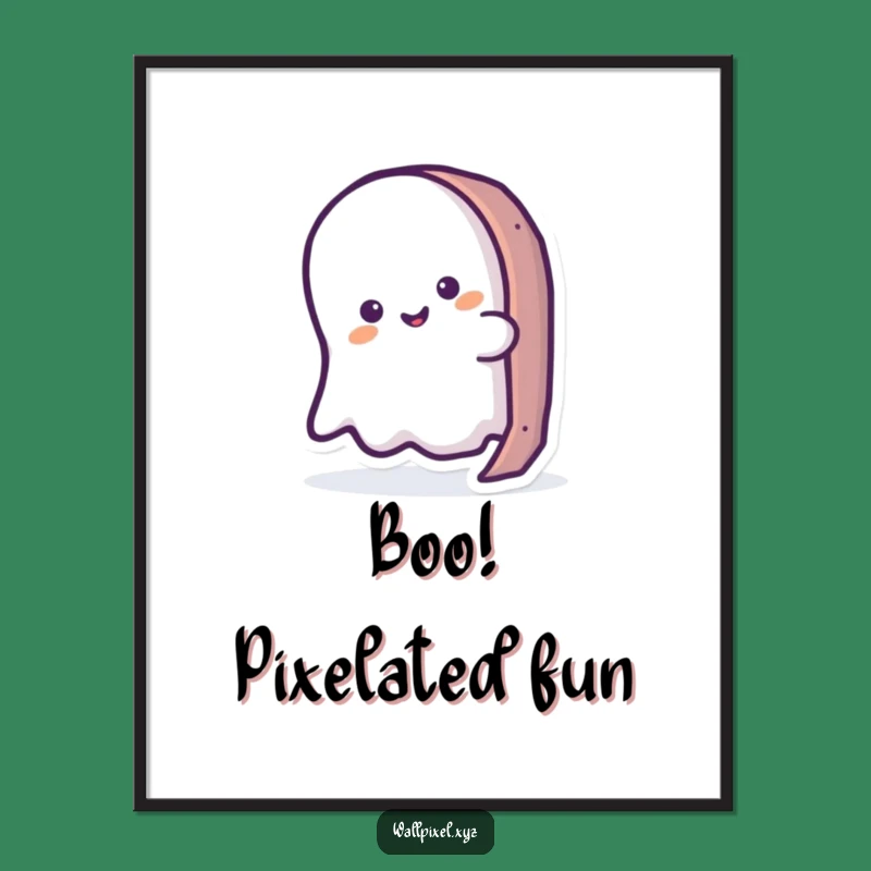 Funny Ghost Peeking Pixel Digital Art: Instant Retro Gaming Decor, Unique Funny Gift