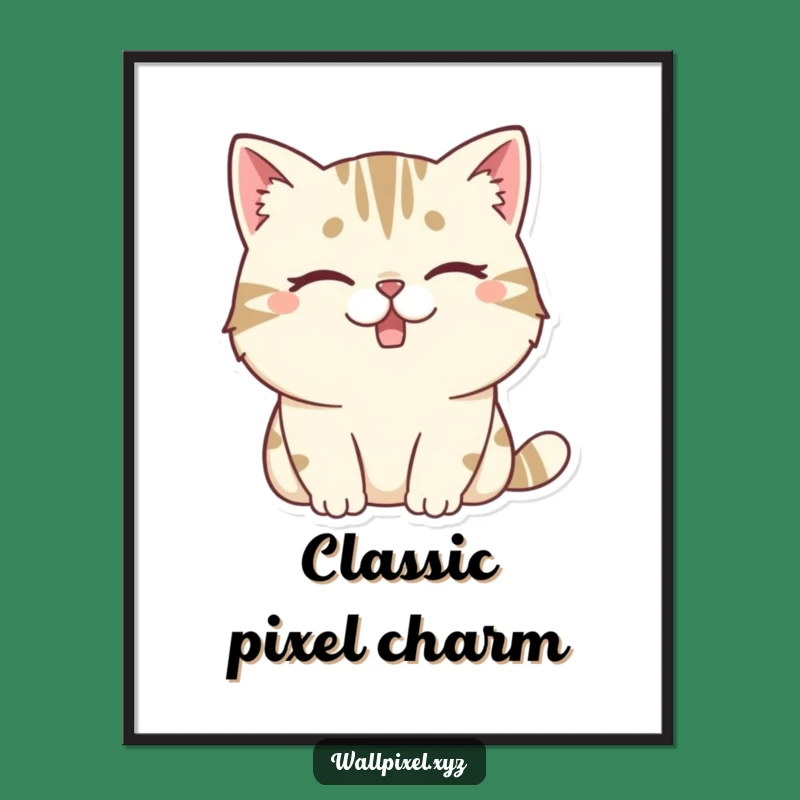 Funny Pixel Cat Digital Art: Winking Retro Decor, Instant Funny Gift