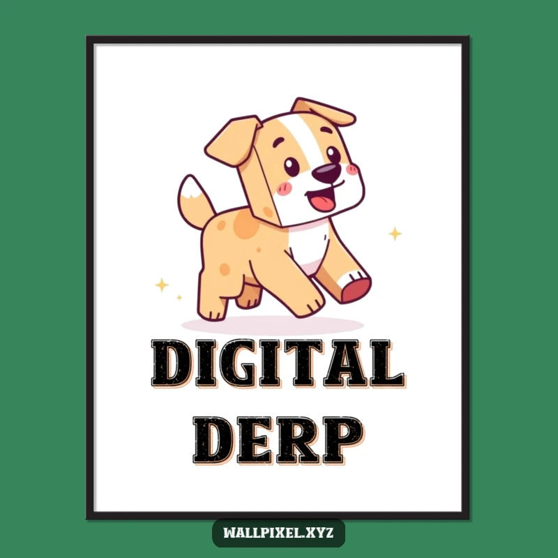 Funny Pixel Dog Digital Art: Hilarious Printable for Gamers