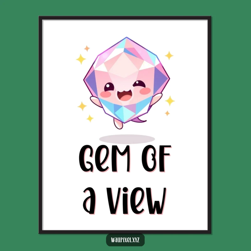 Funny Gem Bounce Digital Art: Instant Sparkle Decor, Vibrant Funny Gift