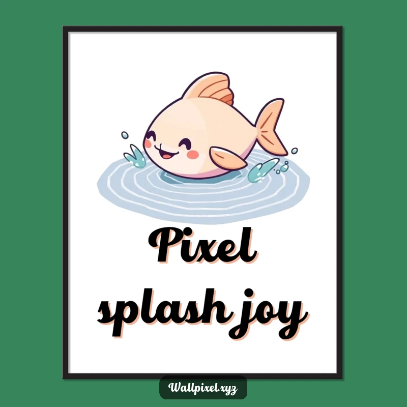 Funny Geometric Fish Digital Art Print: Instant Joy Pixelated Puddle Masterpiece