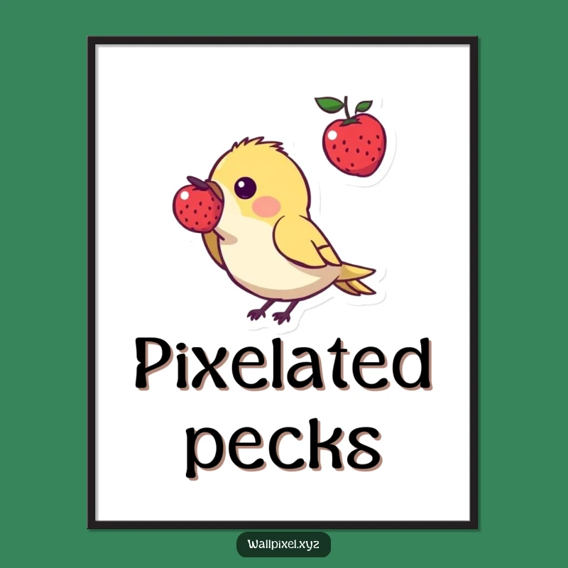 Funny Pixel Bird Digital Art Print: Retro Gaming Wall Decor Piece