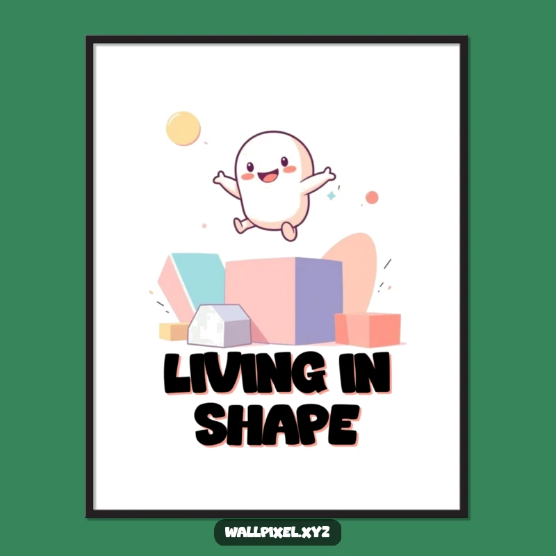Funny Pixel Bounce Digital Art - Abstract Geometric Decor