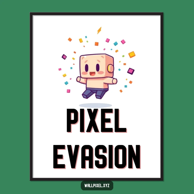Funny Pixel Dodge Digital Art: Instant Retro Gaming Fun for Your Walls