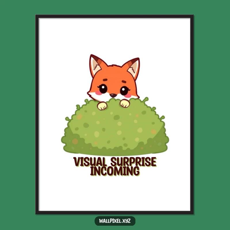 Funny Pixel Fox Digital Art: Blocky Character Peeking, Instant Gamer Decor Gift!