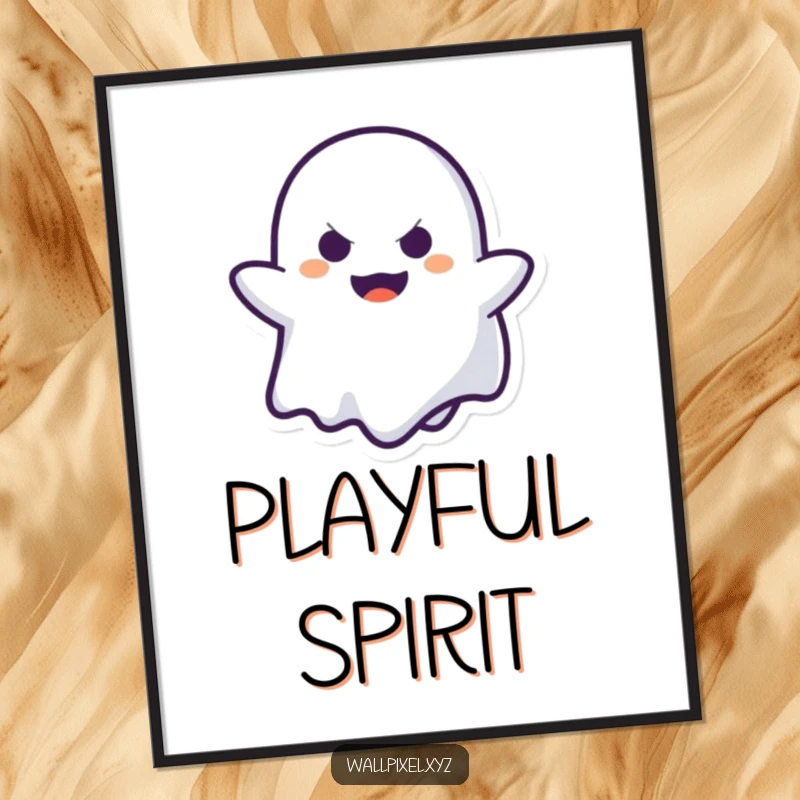 Funny Pixel Ghost Peek-a-Boo Digital Art Print: A mischievous pixelated ghost plays peek-a-boo, offering instant spooky and humorous wall decor.