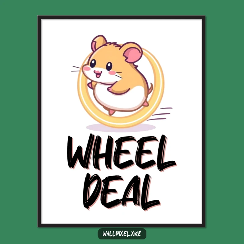 Funny Pixel Hamster Wheel Digital Print, Instant Motivational Decor