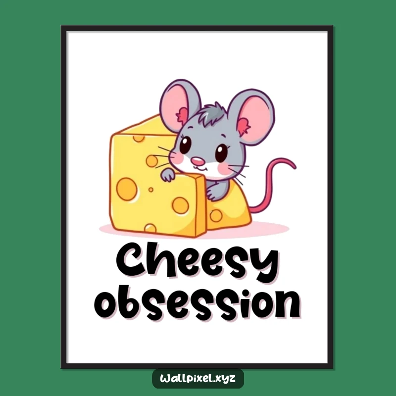 Funny Pixel Mouse Cheese Digital Art - Cheesy Character Decor