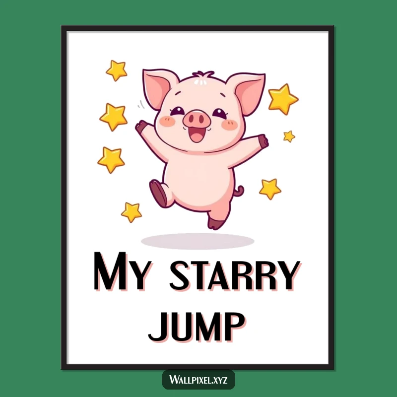 Funny Pixel Piglet Digital Art - Excited Jumper, Perfect Funny Gift Download