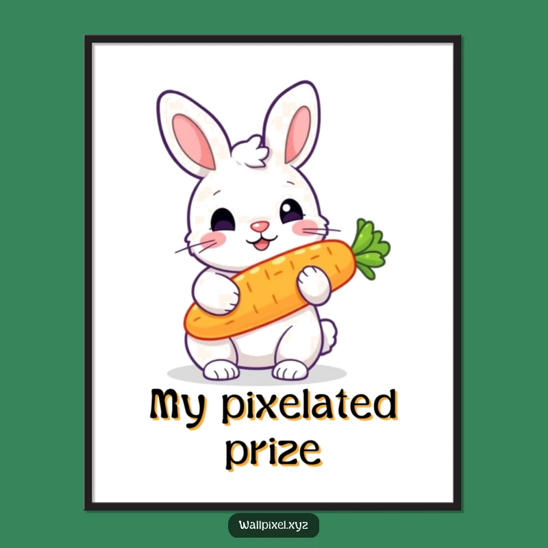 Funny Pixel Rabbit Carrot Digital Art - Glowing Veggie, Perfect Funny Gift Download