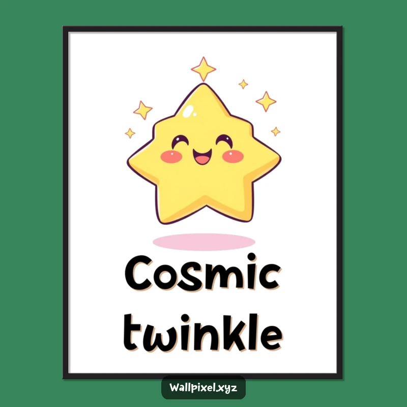 Funny Pixel Star Digital Print: Twinkling Art, Hilarious Instant Gamer Gift!