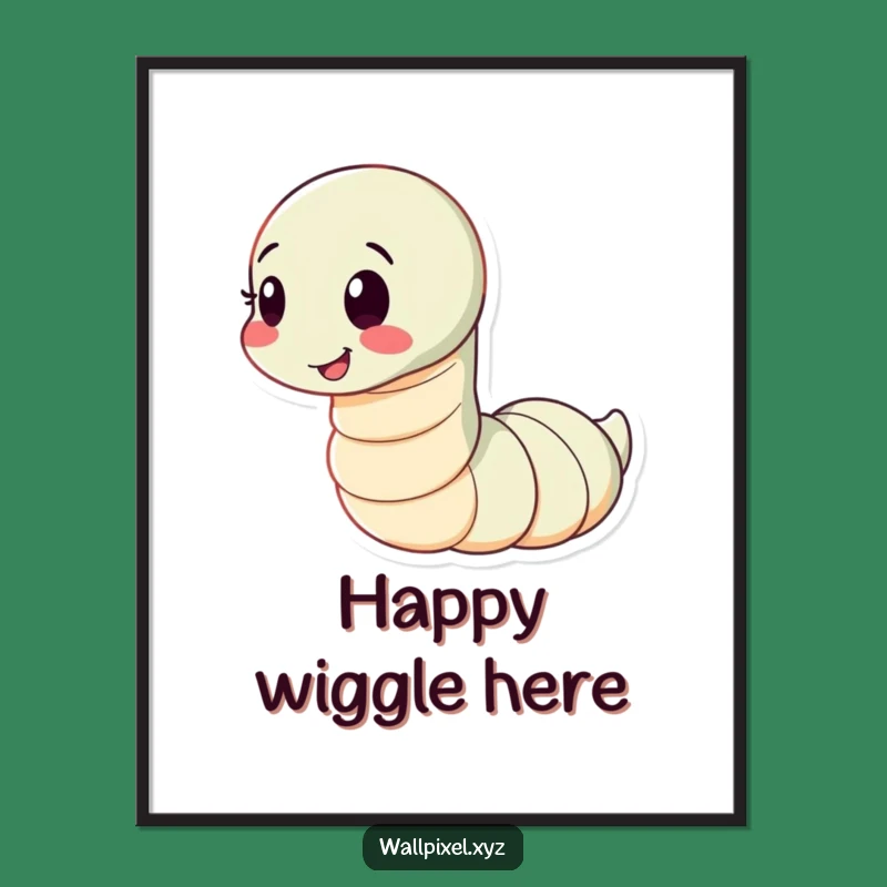 Funny Worm Digital Art Print: Instant Joy Playful Character Masterpiece
