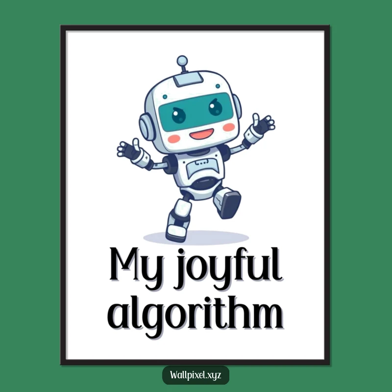 Funny Pixel Robot Dance Digital Art Print: Retro Humor for Your Walls