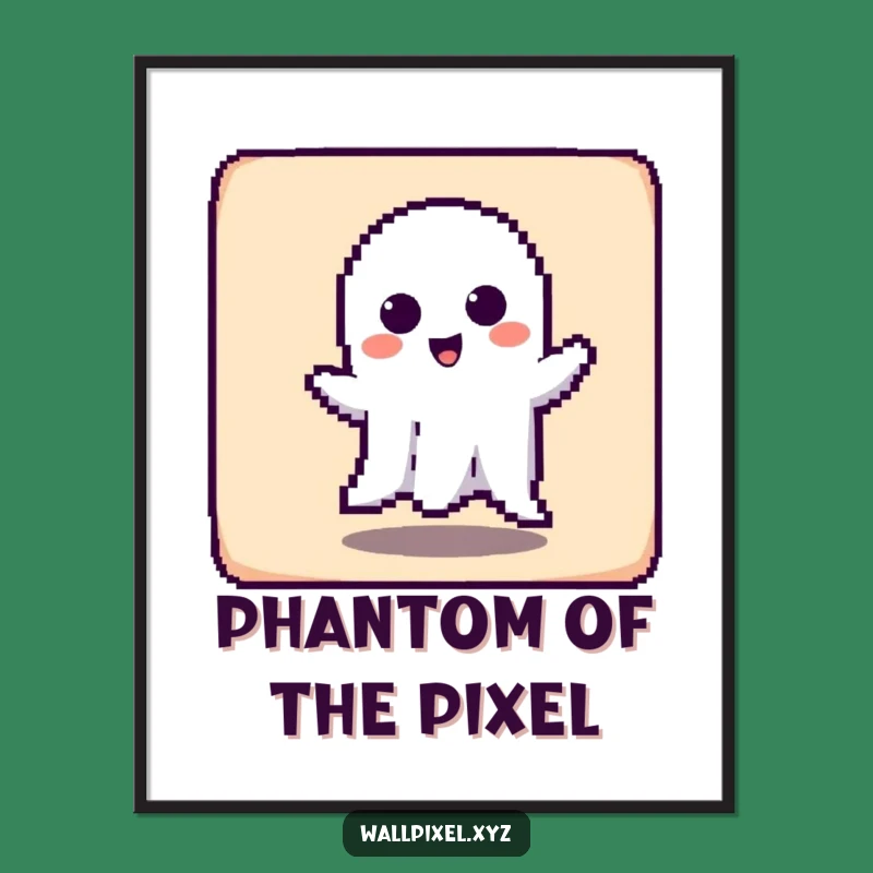 Funny Pixel Ghost Haunt Digital Art Print: Retro Spookiness for Walls