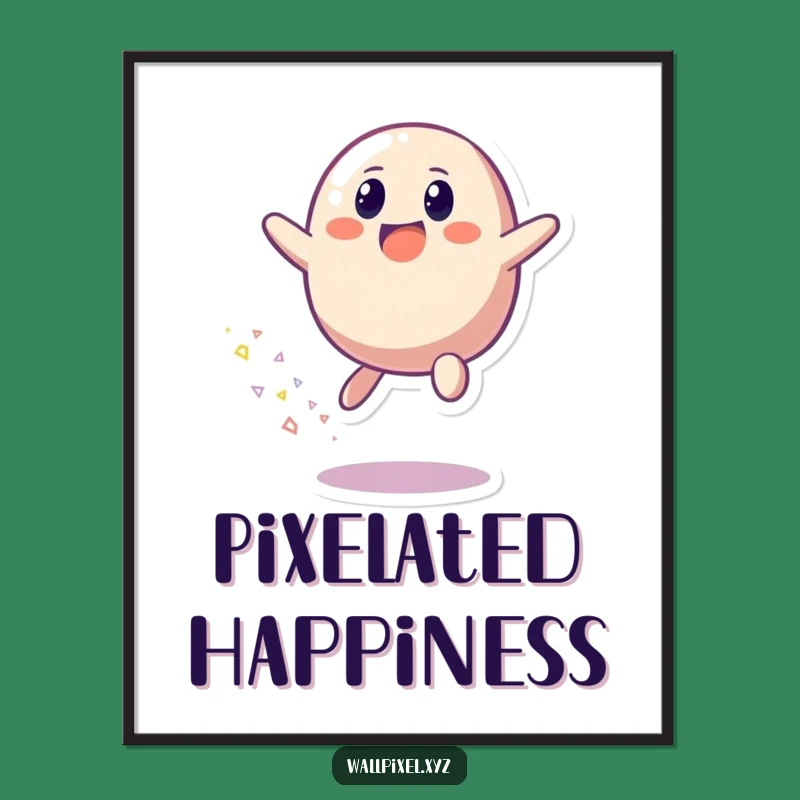 Funny Pixel Blob Joy Digital Art: Vibrant Decor for a Cheerful Room!