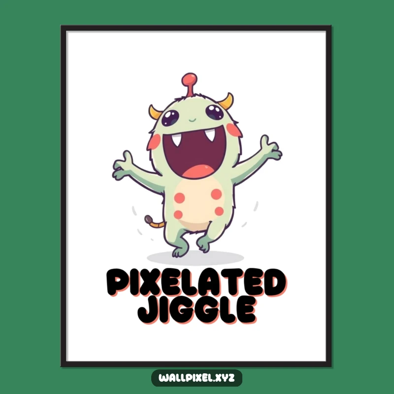 Funny Pixel Monster Digital Art: Instant Download for Energetic Decor