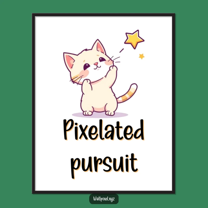 Funny Pixel Cat Digital Art: Retro Gaming Instant Download Decor