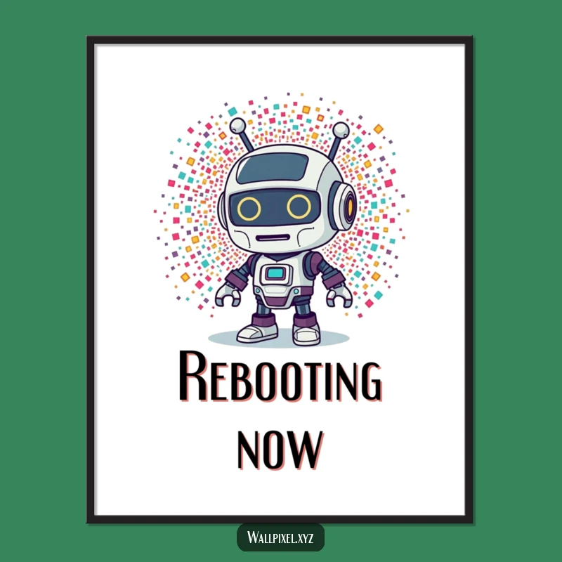 Funny Retro Robot Digital Art: Hilarious Printable for Tech Lovers