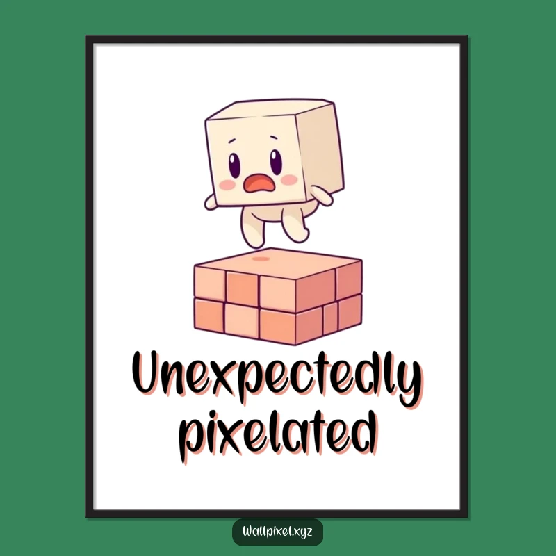 Funny Blocky Figure Pixel Disaster Digital Art - Humorous Glitchy Decor