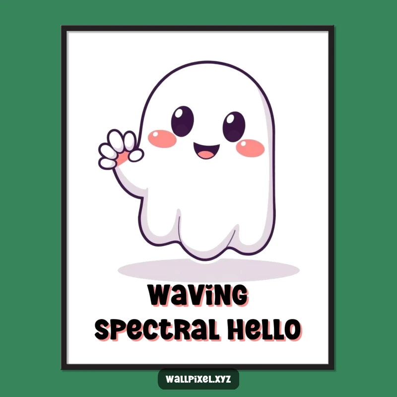 Funny Pixel Ghost Digital Art - Friendly Waver, Perfect Funny Gift Download