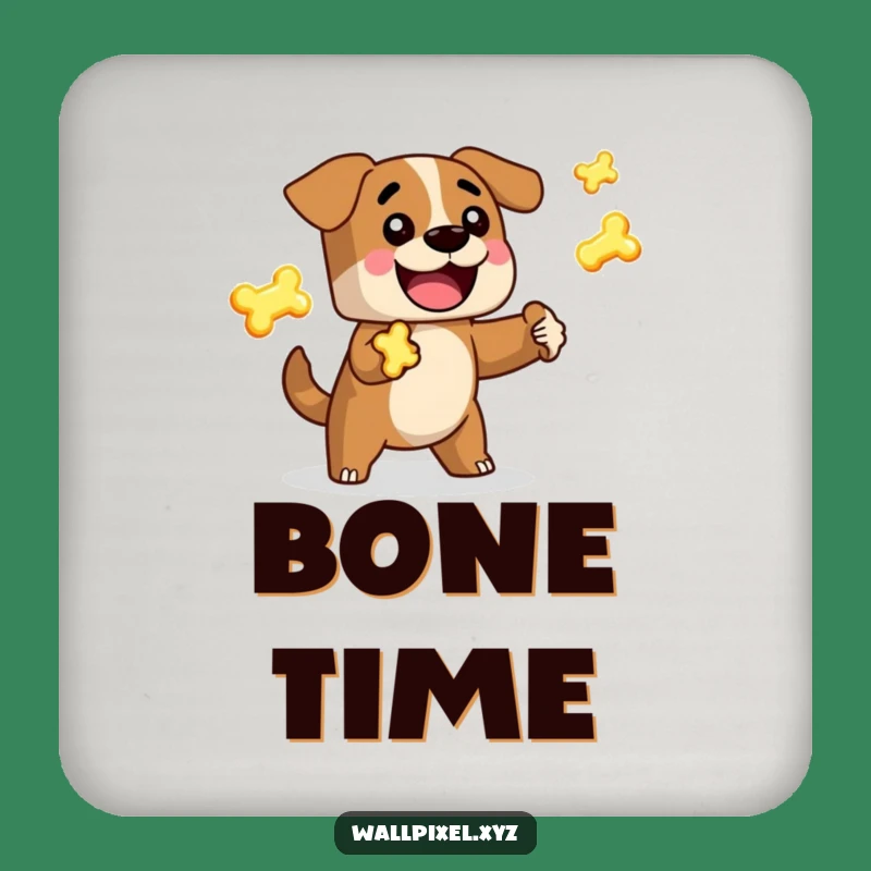 Funny Pixel Dog Juggling Bones Coaster, Protecting Surfaces Hilariously