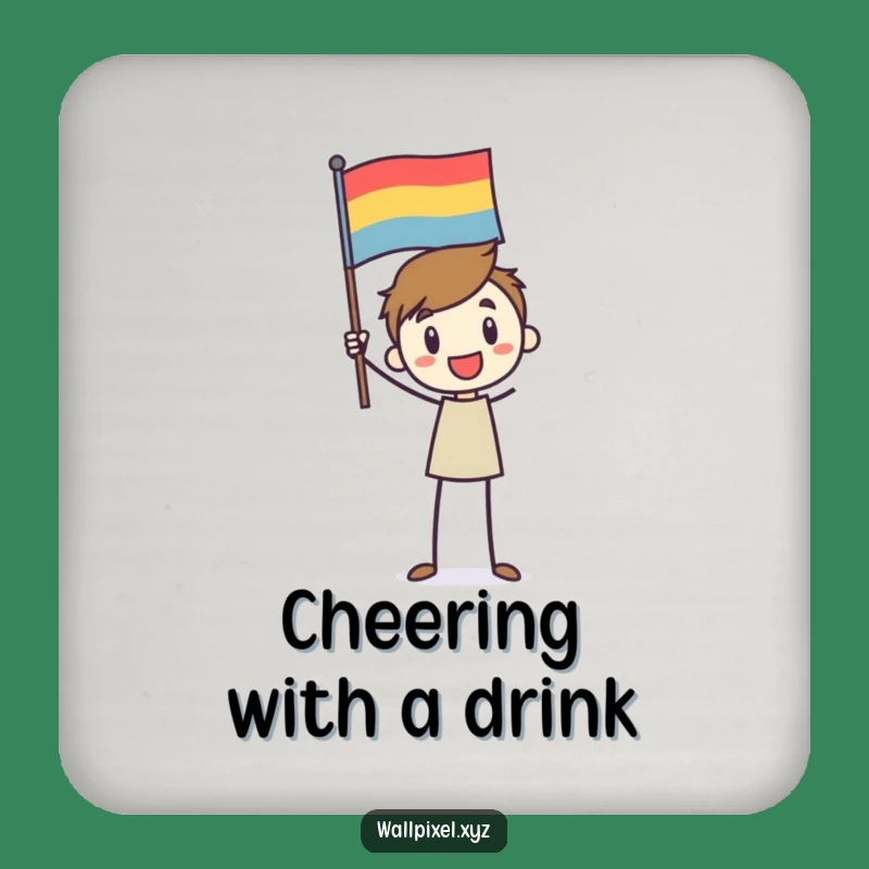 Funny Stick Figure Flag Coaster: Celebrate with Pixelated Style!