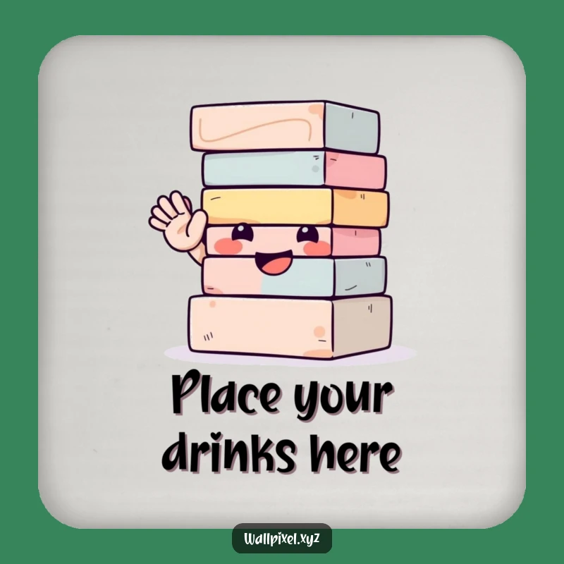 Funny Drink Coasters: Set of Waving Blocks, Protect Surfaces with Hilarious Style