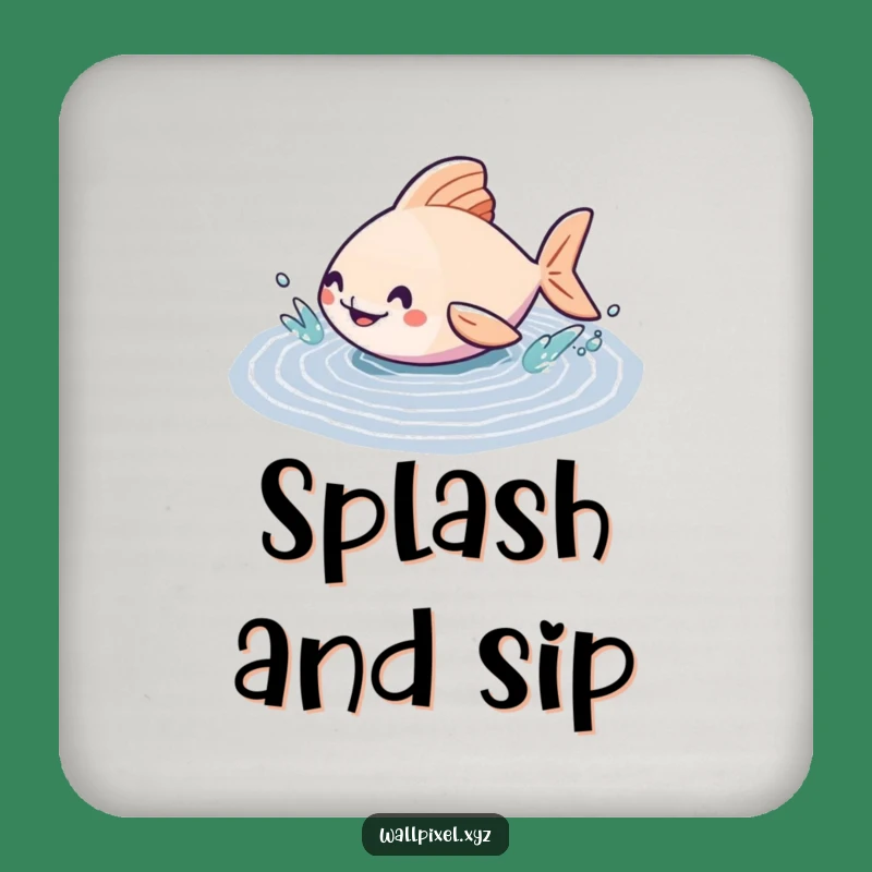 Funny Geometric Fish Drink Coaster: Protect Surfaces with Pixelated Puddle Style