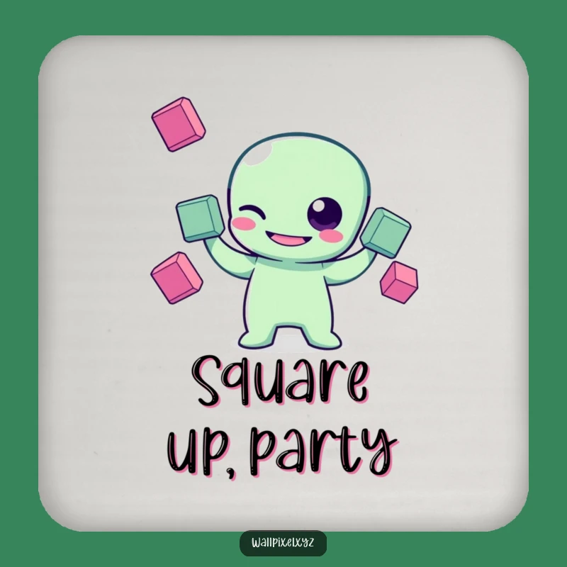 Funny Pixel Alien Drink Coaster: Protect Surfaces with Sci-Fi Style