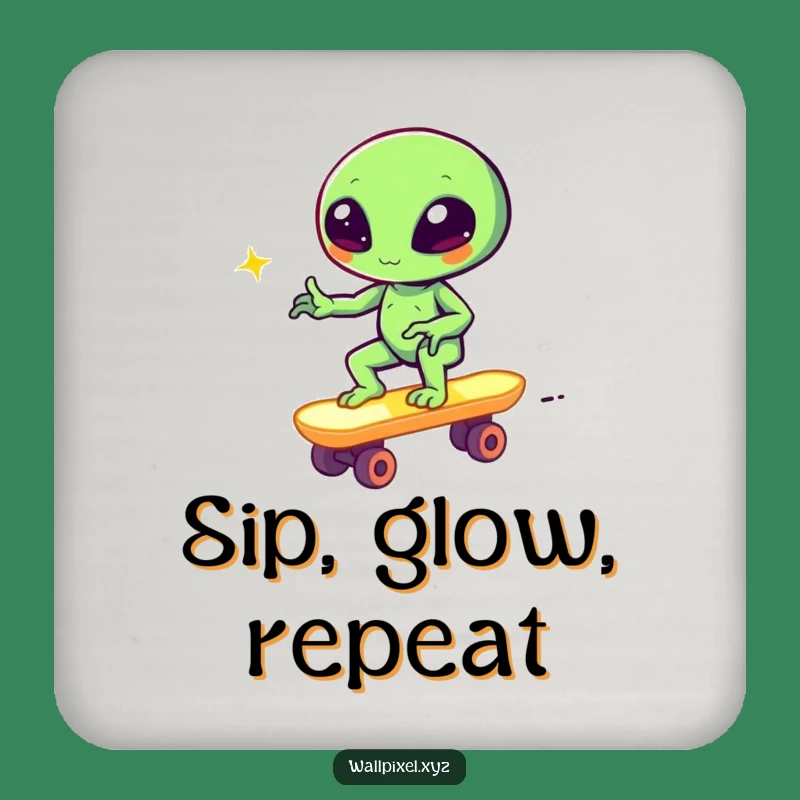 Funny Pixel Alien Skateboard Coaster Set Retro Gaming Table Protection Gift