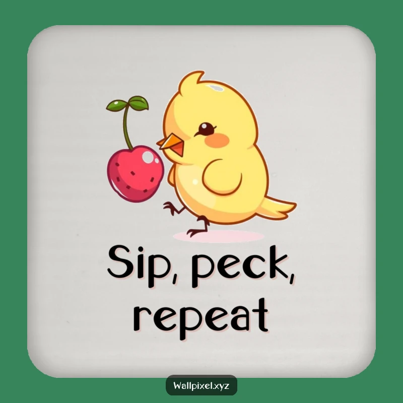 Funny Pixel Bird Coaster Set: Protect Surfaces with Angular Character Pecking Digital Berry