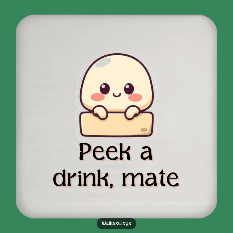 Funny Pixel Blob Peek Coaster: Protect Surfaces with Retro Humor