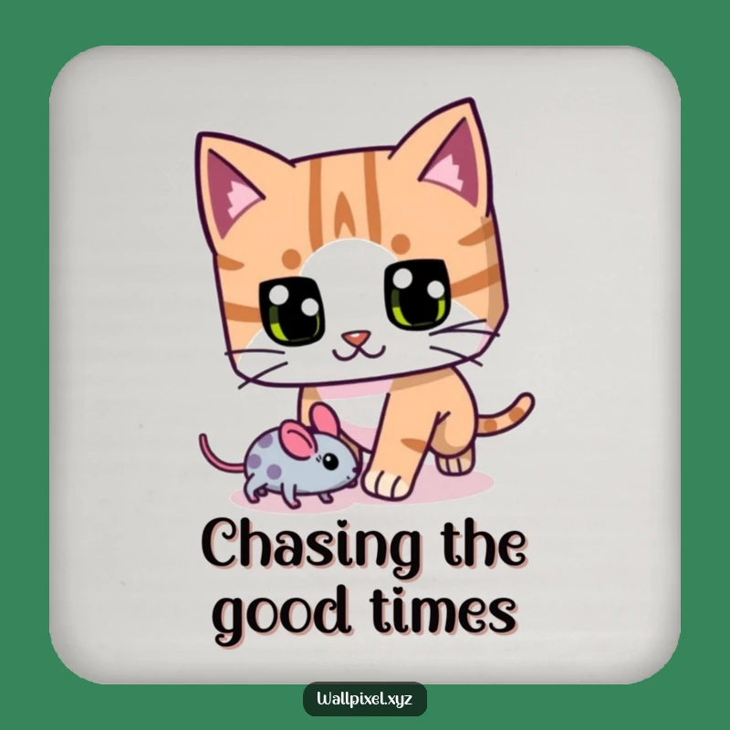Funny Pixel Cat Drink Coasters: Playful Set for Table Protection Gift