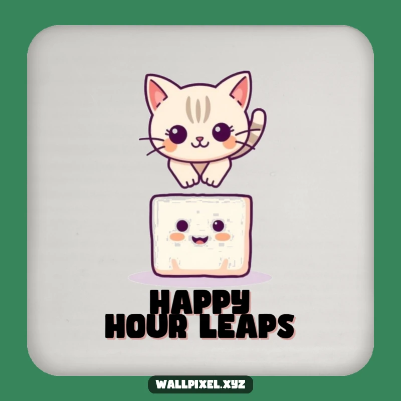Funny Pixel Cat Leap Coaster: Protect Surfaces with Playful Charm!