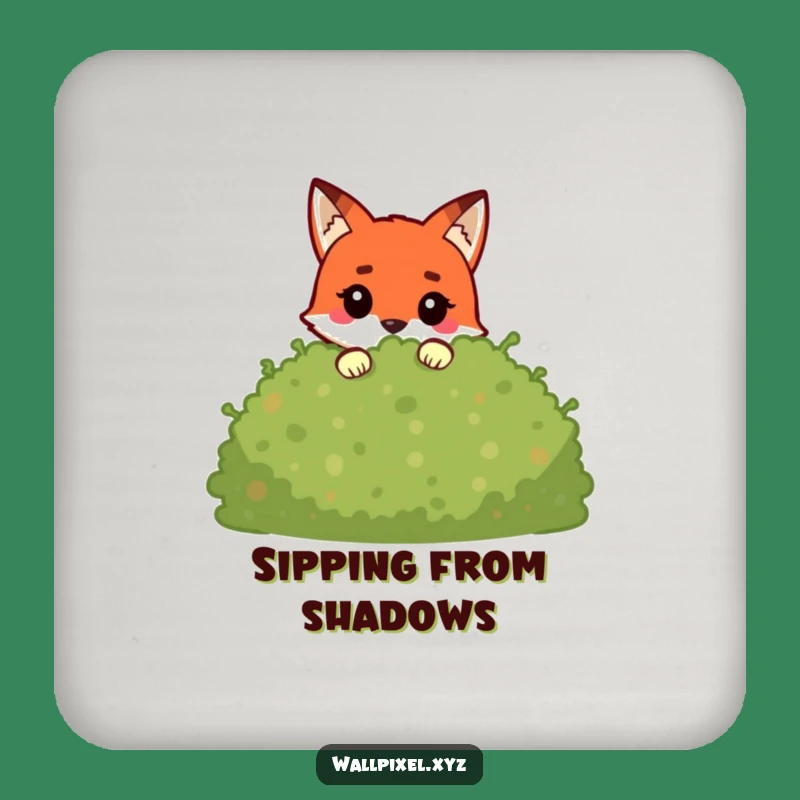 Funny Pixel Fox Coaster Set: Blocky Character Peeking, Retro Game Protect Gift!