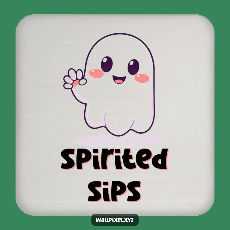 Funny Pixel Ghost Coaster - Friendly Waver, Perfect Funny Gift for Tables