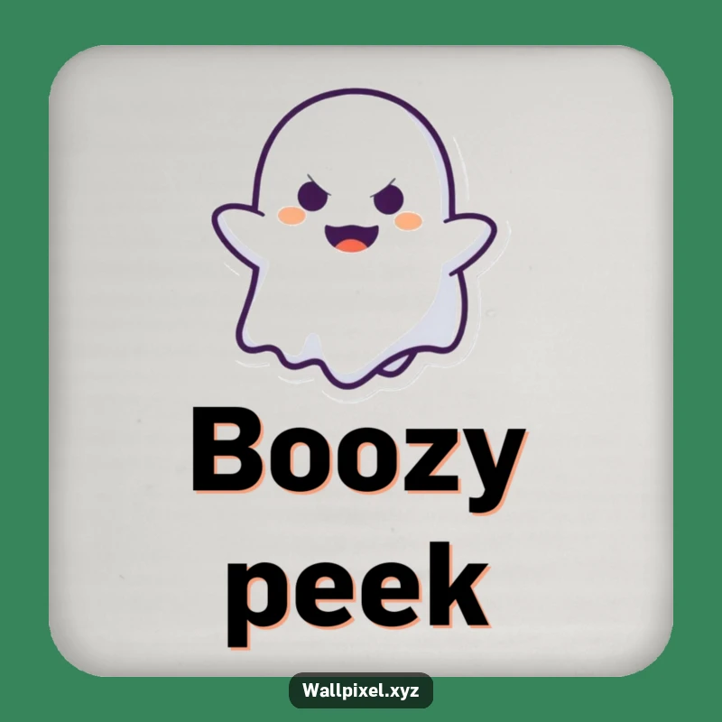 Funny Pixel Ghost Peek-a-Boo Coaster: Spooky Surface Fun