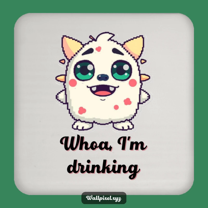 Funny Pixel Monster Drink Coaster: Protect Surfaces with Blocky Eyed Surprise