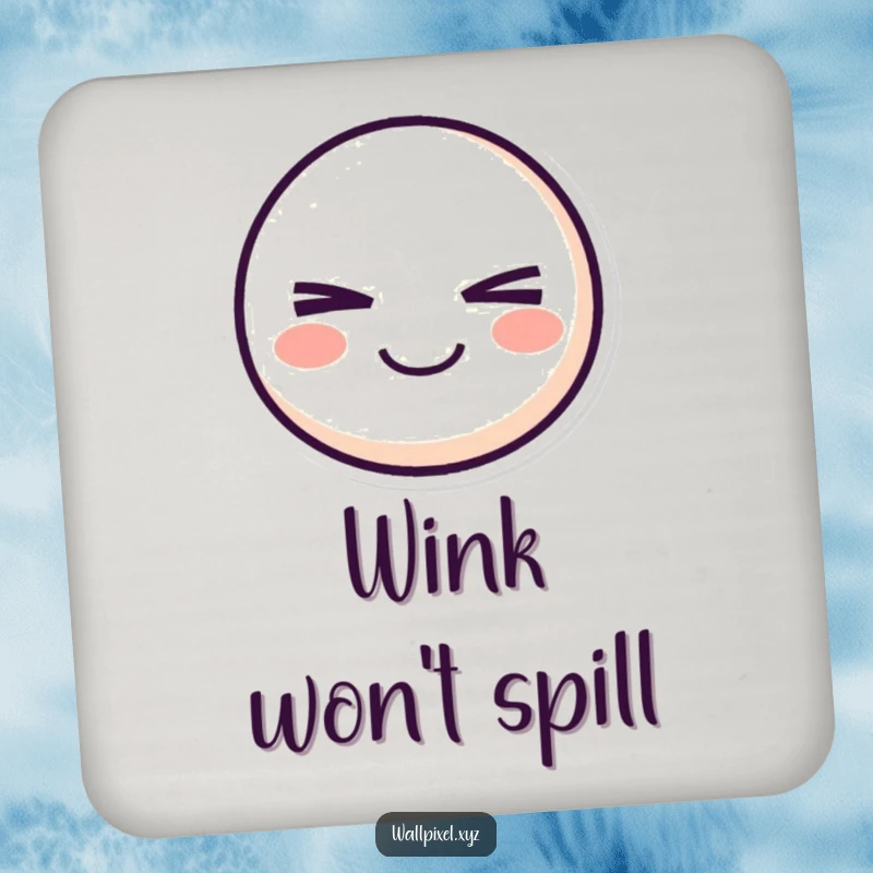 Funny pixel smiley face coasters with a retro character winking mischievously, offering humorous protection for beverages.