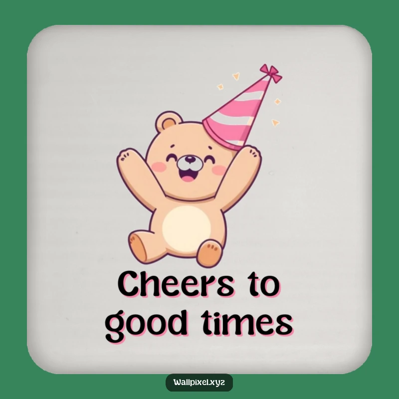 Funny Pixelated Bear Celebrate Coaster - Add Humorous Flair to Your Table Gift!