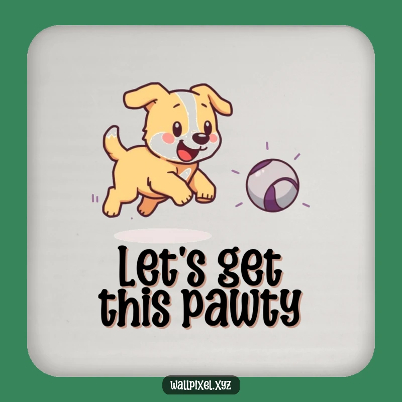 Funny Pixel Dog Ball Coaster - Retro Gaming Drink Protection
