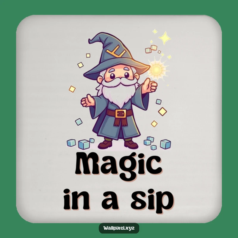 Funny Pixel Wizard Coasters: Magic Cube Spell Protection, Set of Funny Gift Items