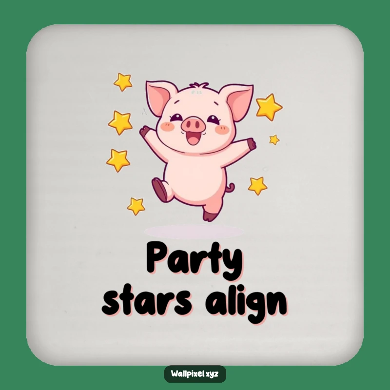 Funny Pixel Piglet Coaster - Excited Jumper, Perfect Funny Gift for Tables