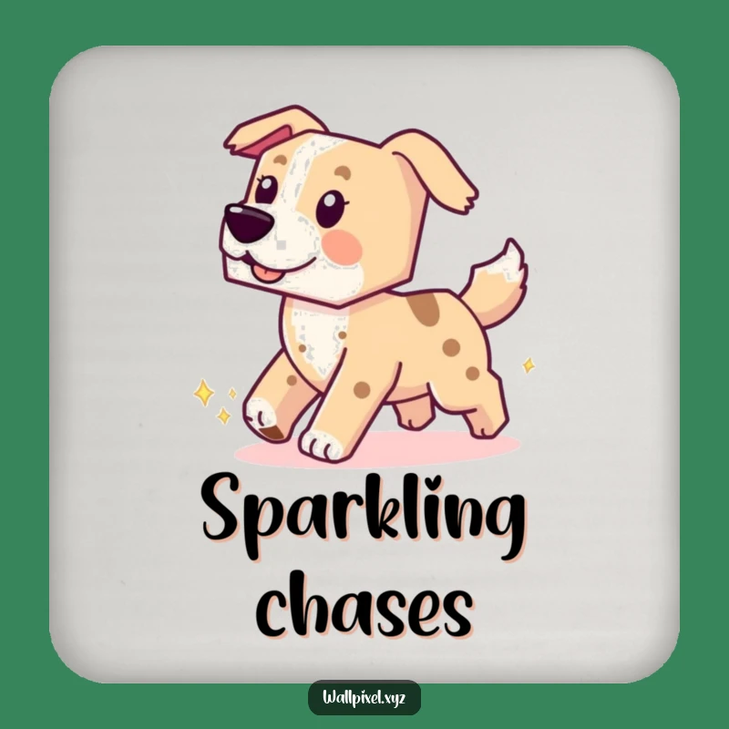 Funny Pixel Dog Coaster: Chasing Tail, Table Funny Gift