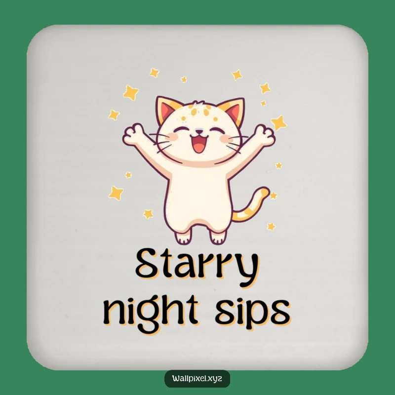 Funny Pixel Cat Drink Coaster - Protect Surfaces with Retro Style