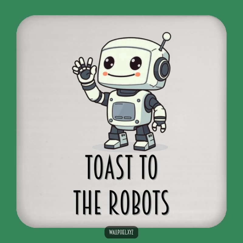 Funny Pixel Robot Wave Coaster: Retro Sci-Fi Protection for Drinks