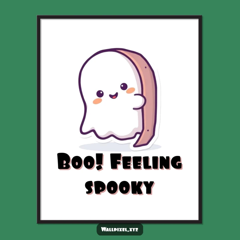 Funny Ghost Peeking Pixel Poster: Retro Gaming Wall Art, Unique Funny Gift