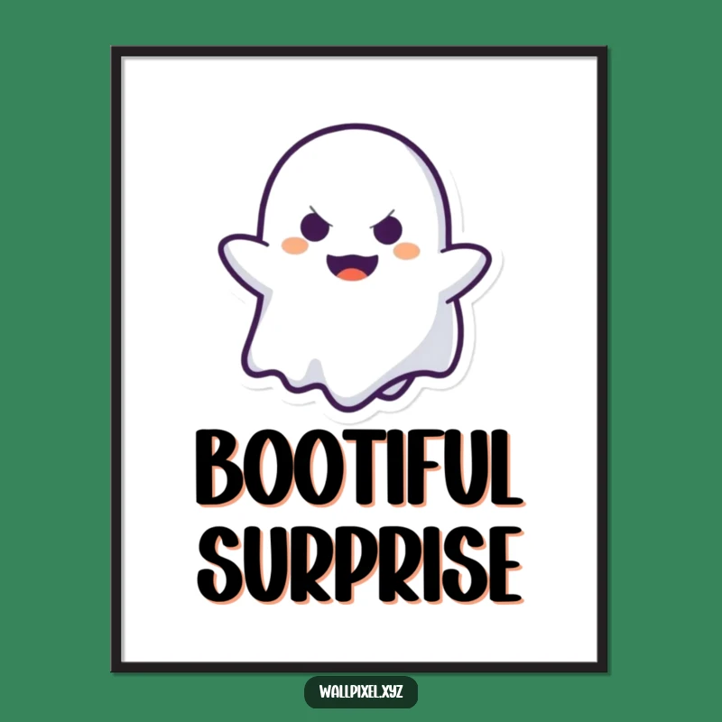 Funny Pixel Ghost Peek-a-Boo Poster: Spooky Wall Art Gift